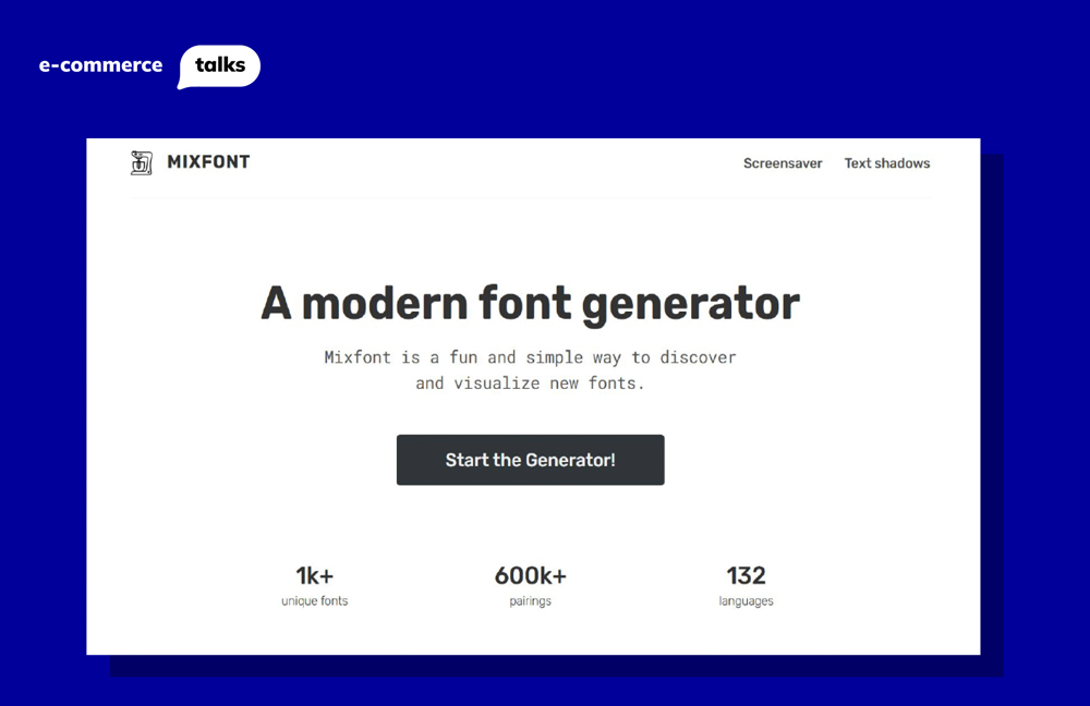 mixfont.com generates a unique font for the ecommerce website