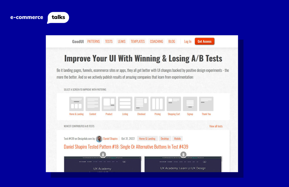 goodui.org informs on how to create an effective page structure fro ecommerce businesses