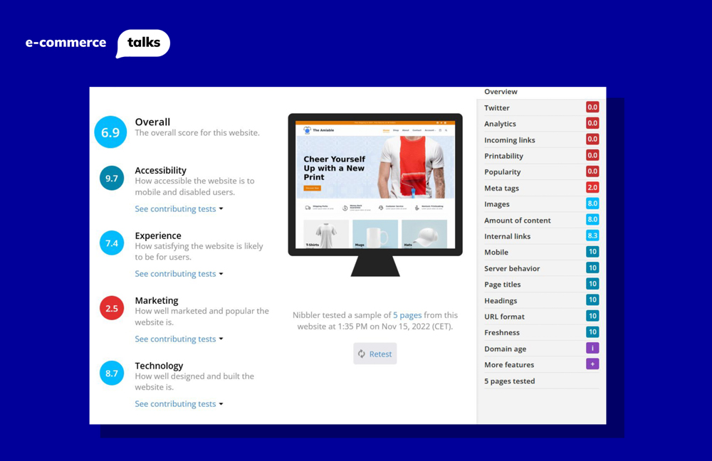 nibbler.insites.com will perform a detailed analysis of the quality of the page