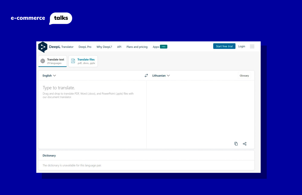 Deepl provides high-quality text translation using artificial intelligence and machine learning
