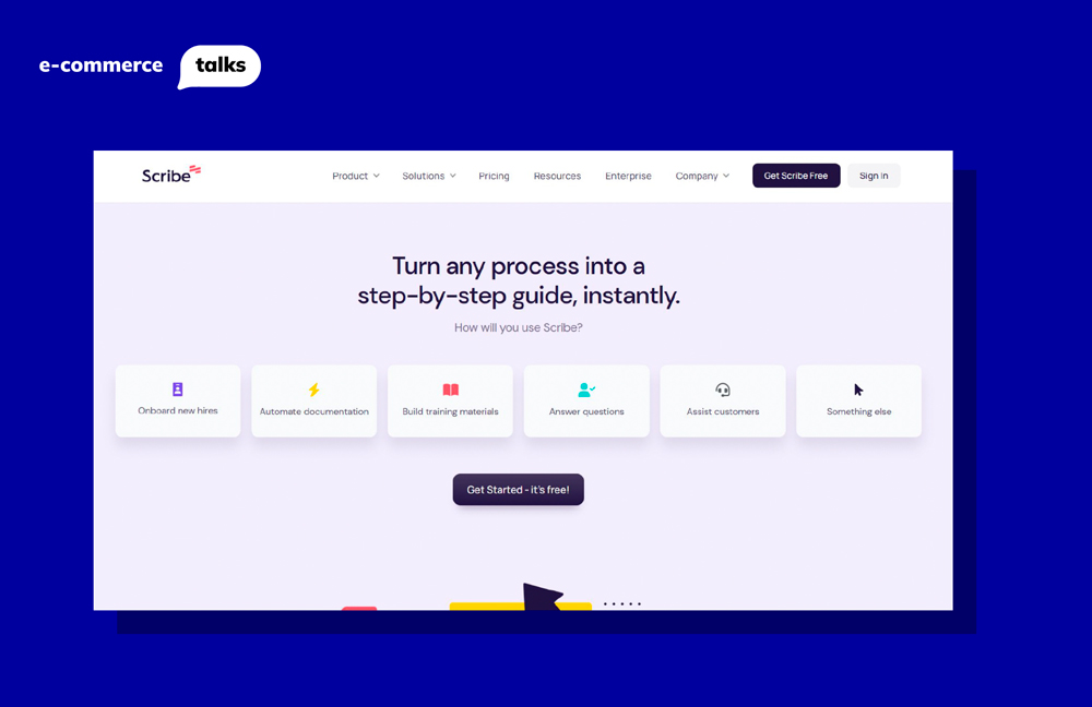 scribe.how is an AI tool that creates step-by-step guides for e-commerce platforms within seconds
